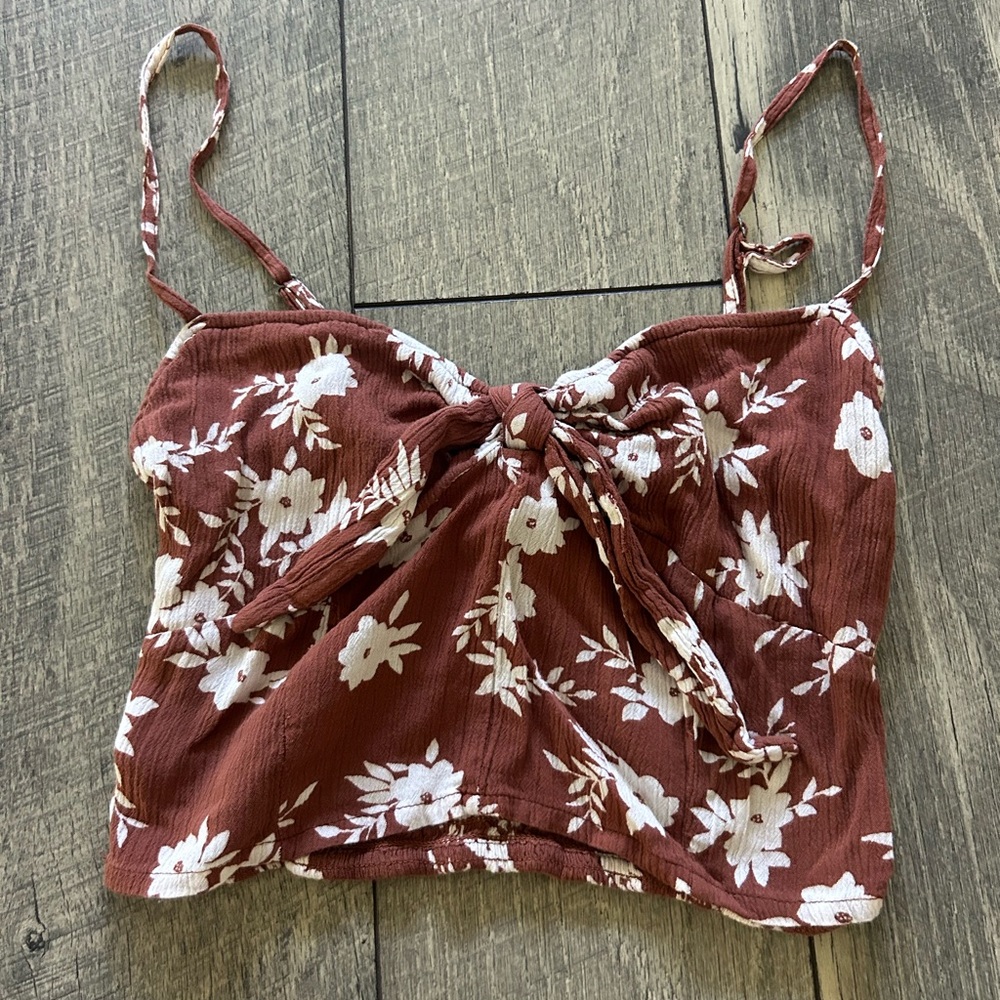 Billabong brown and White Smocked Top